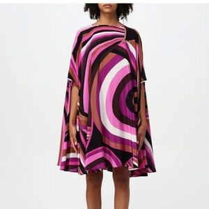 Emilio Pucci Pink, Purple & Black Graphic Circle Skater Dress